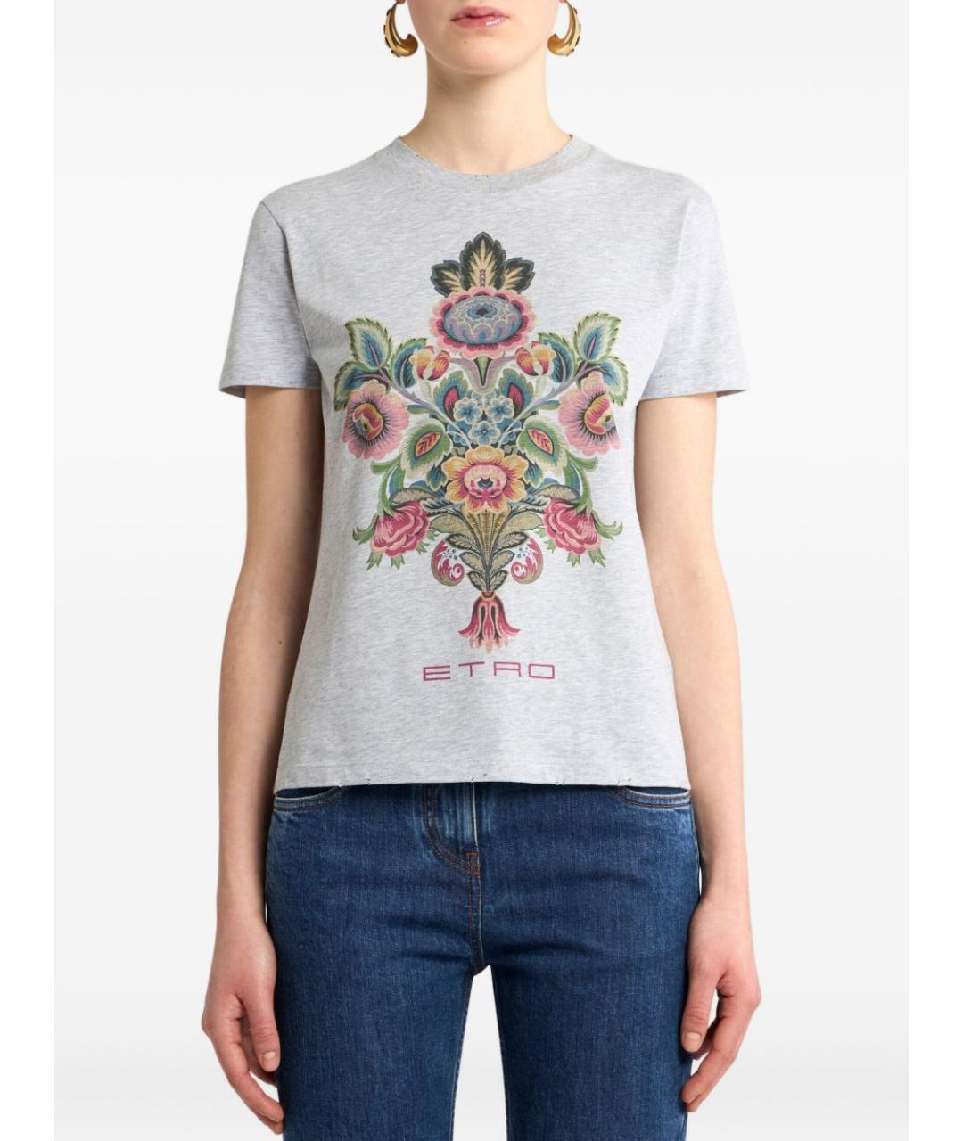 ETRO Серая хлопковая футболка, фото 4