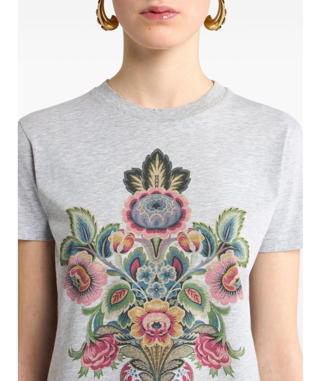 ETRO Серая хлопковая футболка, фото 3