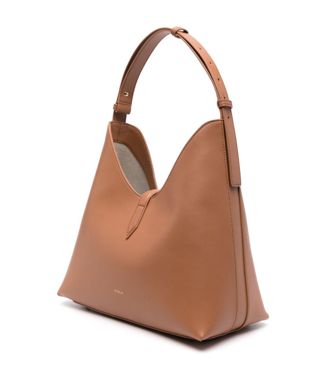 FURLA Бежевая кожаная сумка через плечо, фото 5