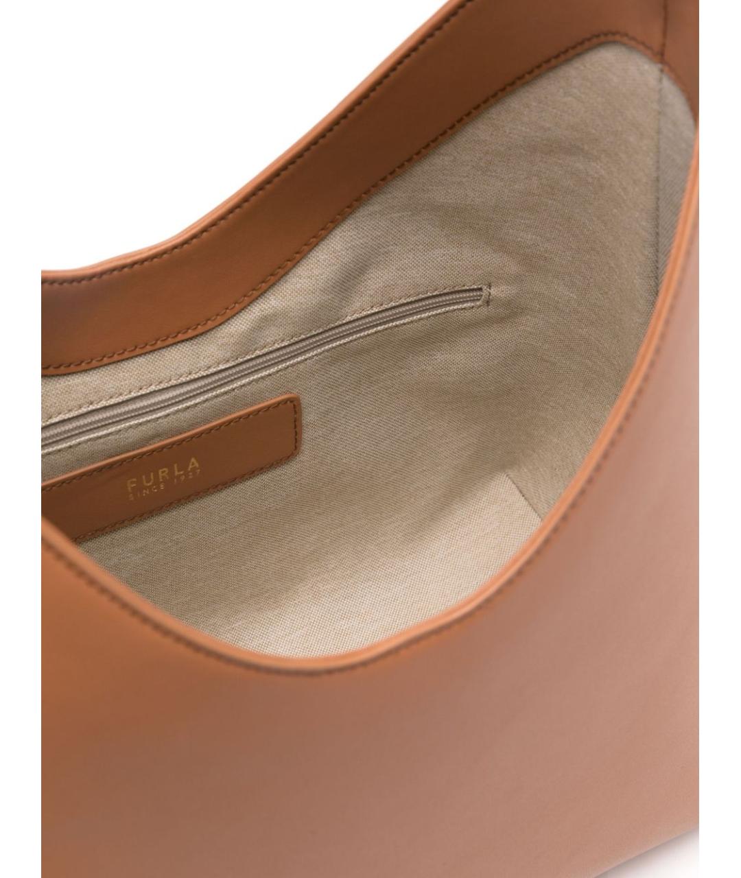 FURLA Бежевая кожаная сумка через плечо, фото 4