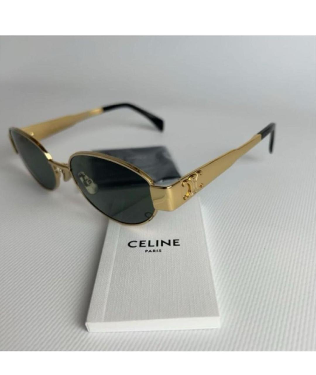 CELINE Золотые металлические солнцезащитные очки, фото 5