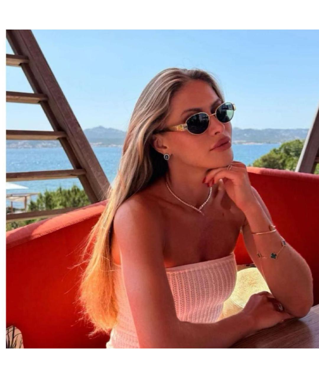 CELINE Золотые металлические солнцезащитные очки, фото 8