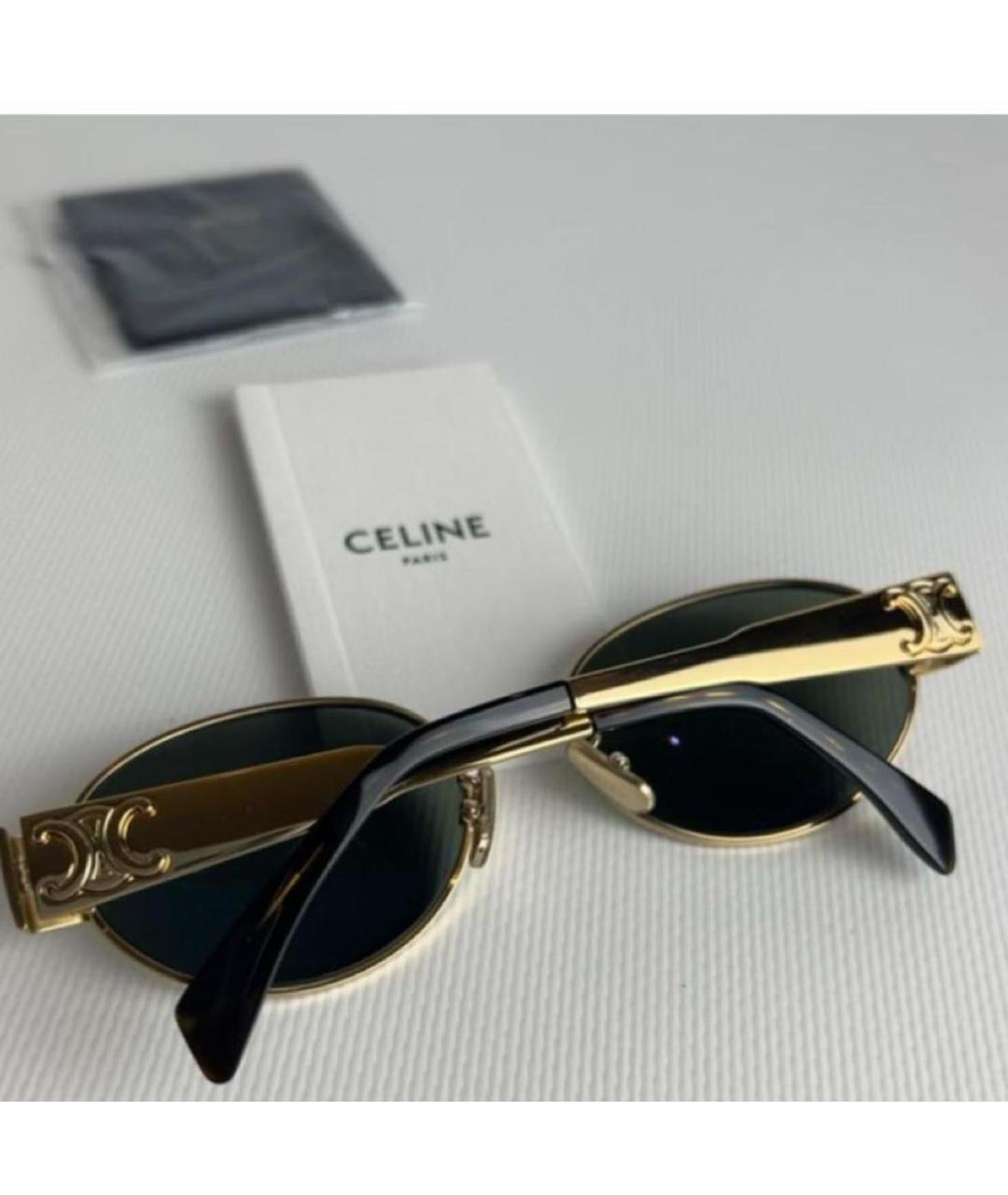 CELINE Золотые металлические солнцезащитные очки, фото 6