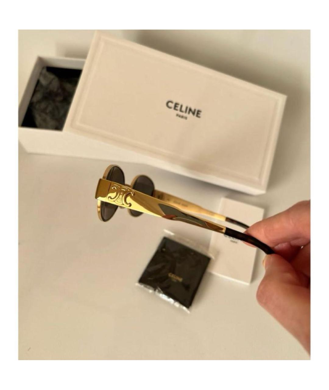 CELINE Золотые металлические солнцезащитные очки, фото 3