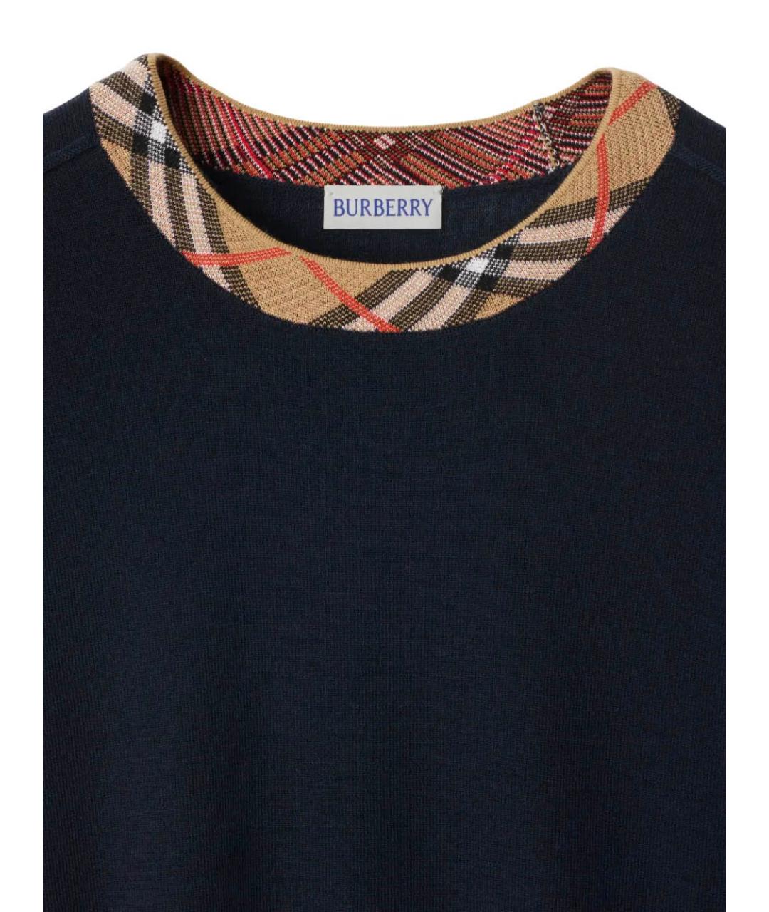 BURBERRY Темно-синий шерстяной джемпер / свитер, фото 4