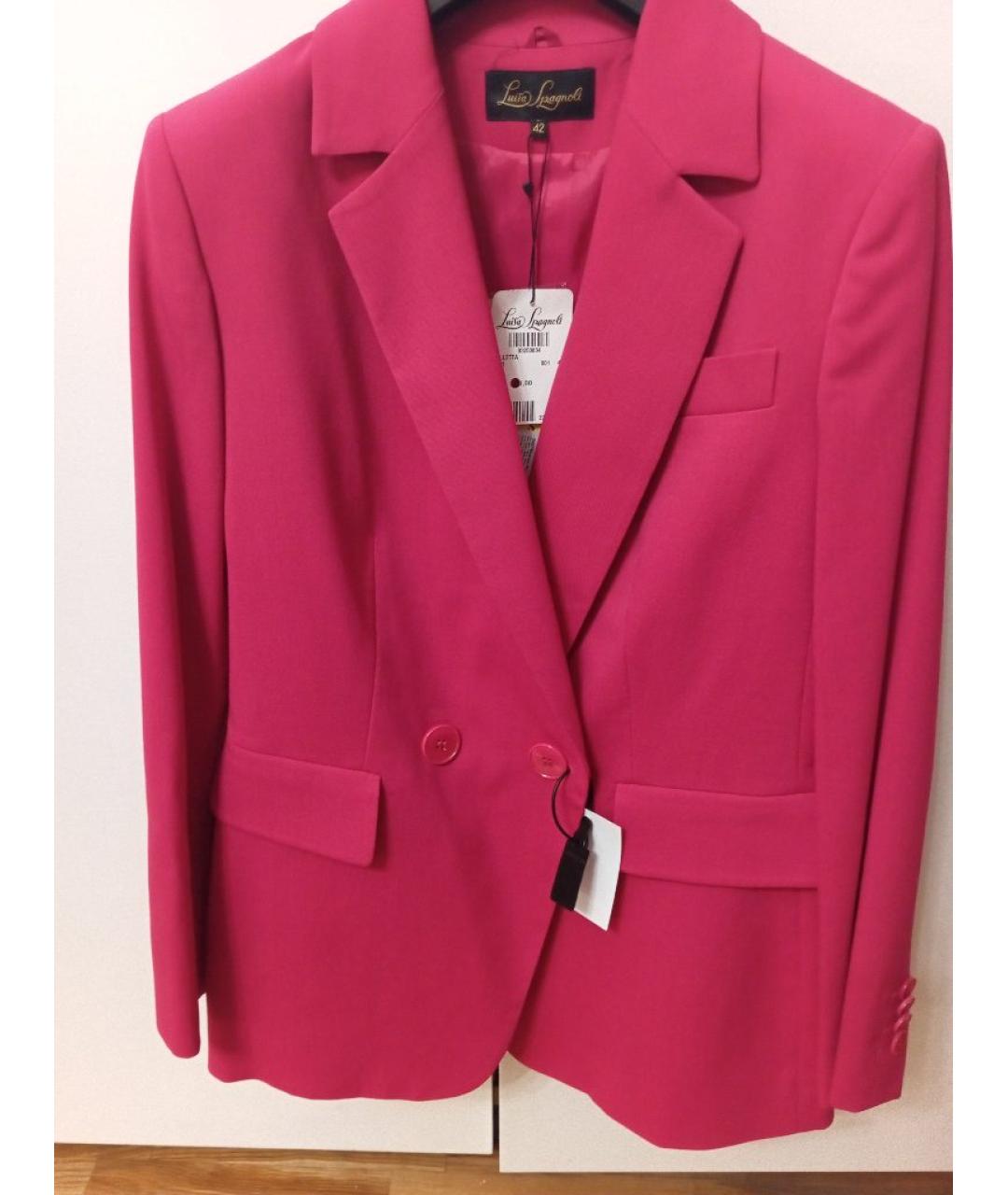 'S MAX MARA Фуксия хлопко-эластановый костюм с брюками, фото 8