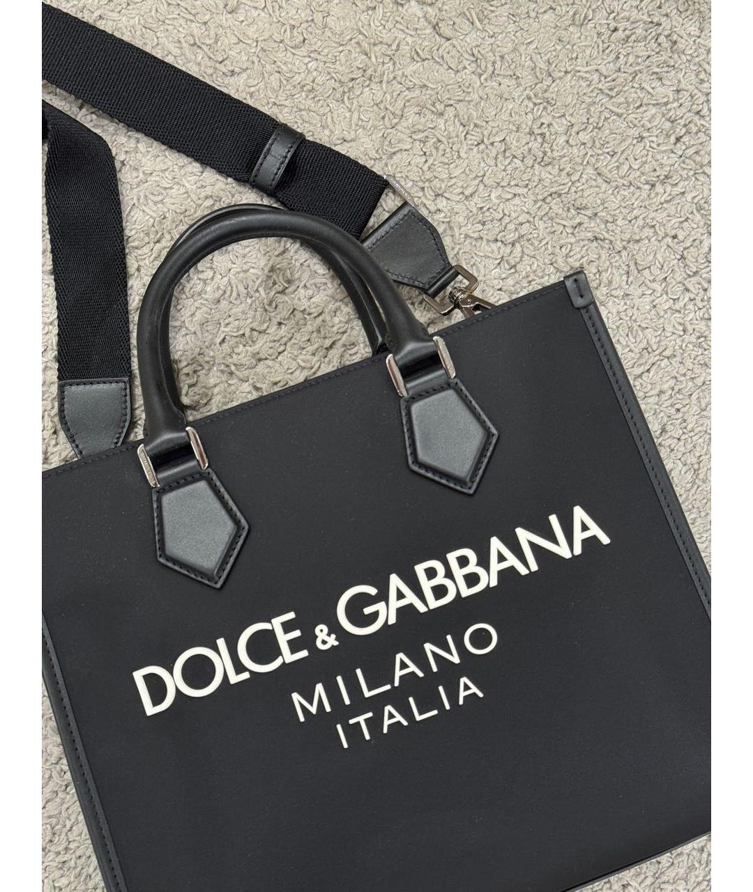 DOLCE&GABBANA Черная кожаная сумка тоут, фото 3