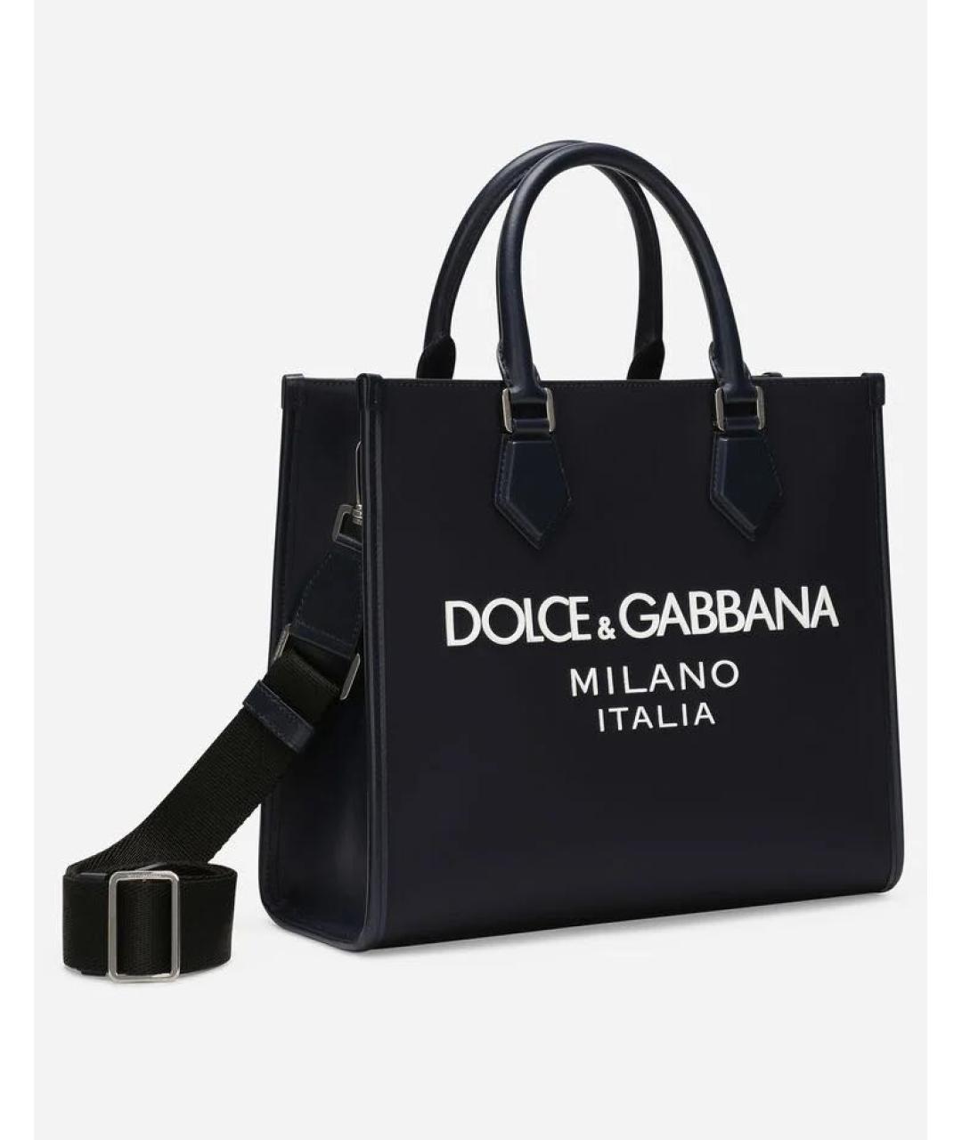 DOLCE&GABBANA Черная кожаная сумка тоут, фото 9