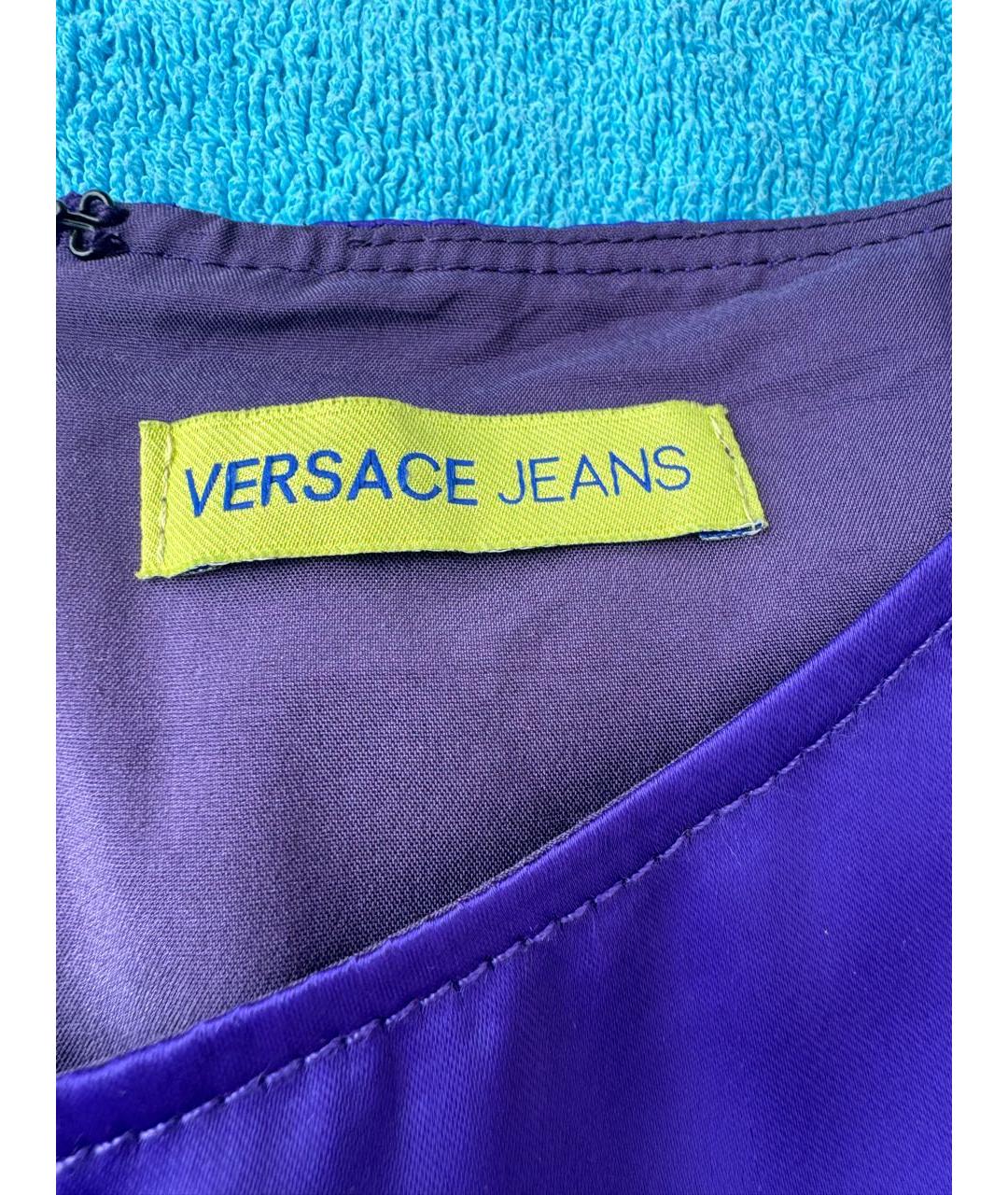 VERSACE Фиолетовое шелковое коктейльное платье, фото 5