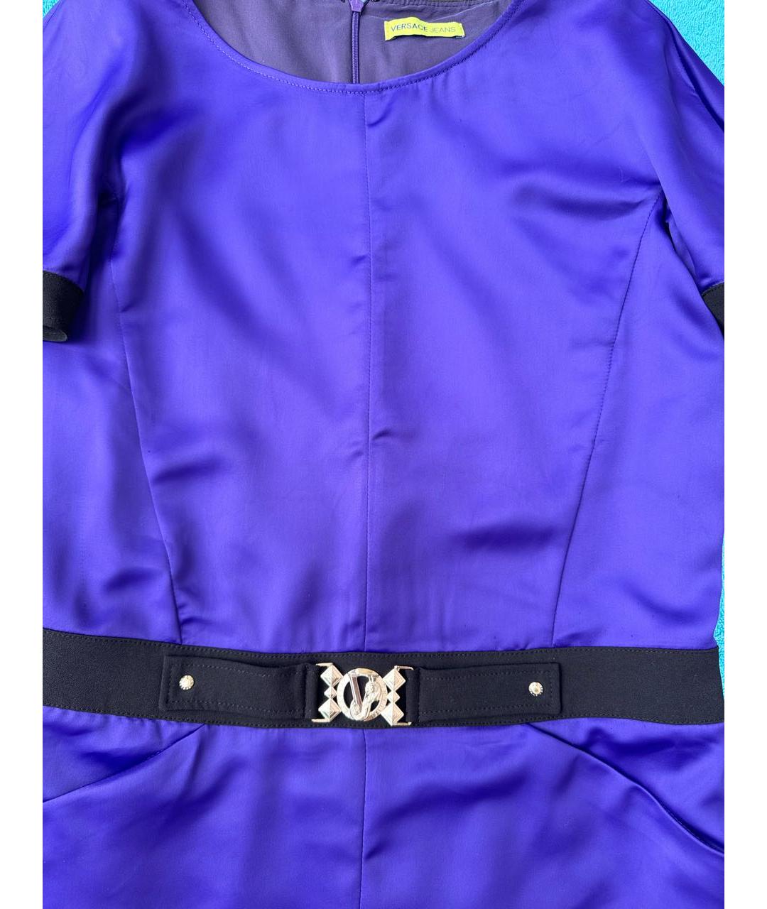 VERSACE Фиолетовое шелковое коктейльное платье, фото 7