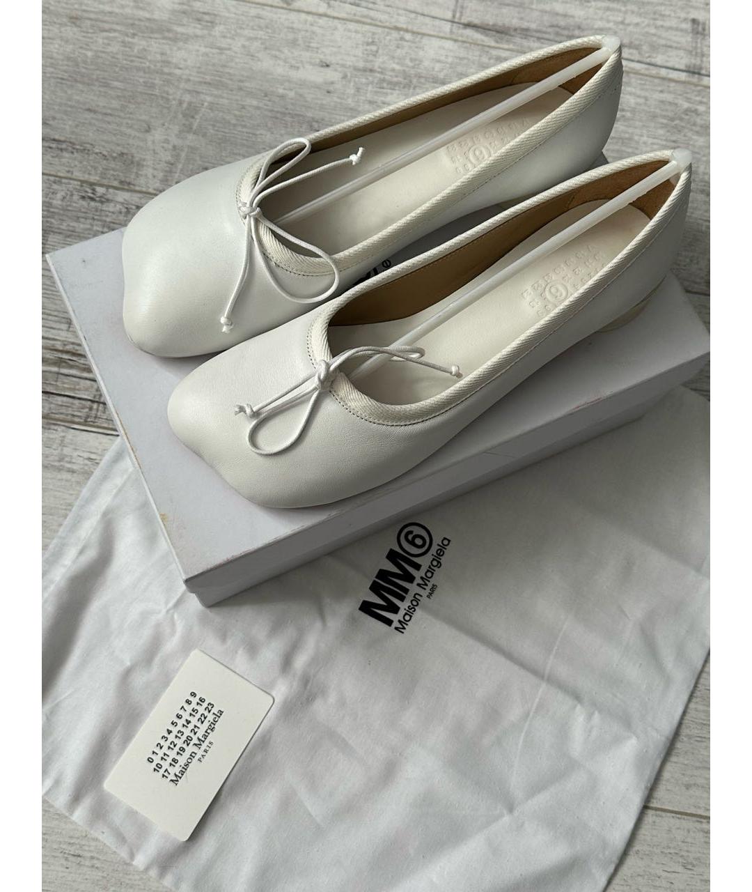 MM6 MAISON MARGIELA Белые кожаные балетки, фото 3