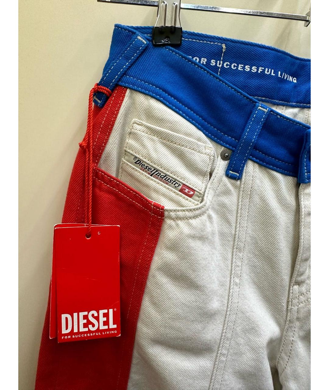DIESEL Белые хлопковые прямые джинсы, фото 3