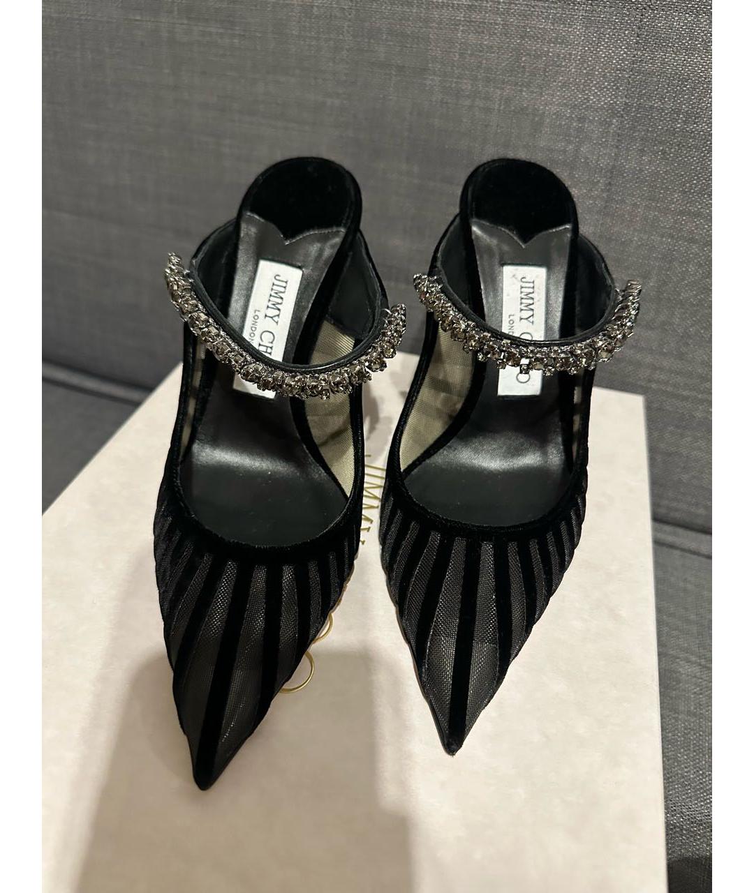 JIMMY CHOO Черные бархатные мюли, фото 2
