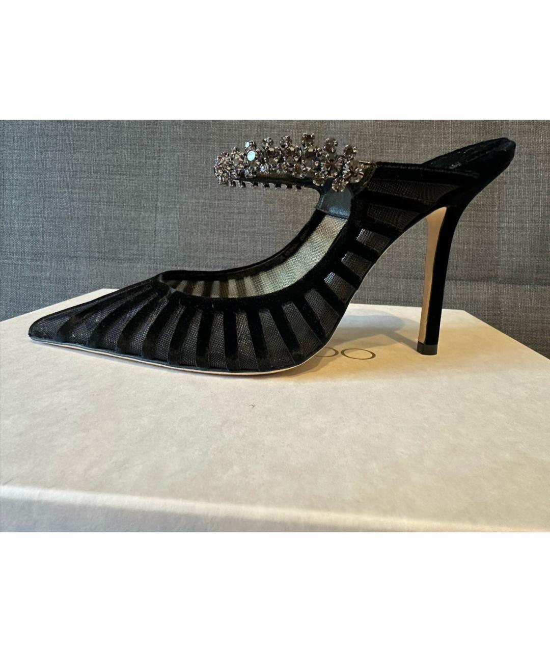 JIMMY CHOO Черные бархатные мюли, фото 6