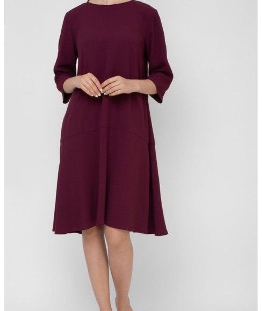 WEEKEND MAX MARA Бордовое ацетатное повседневное платье, фото 5