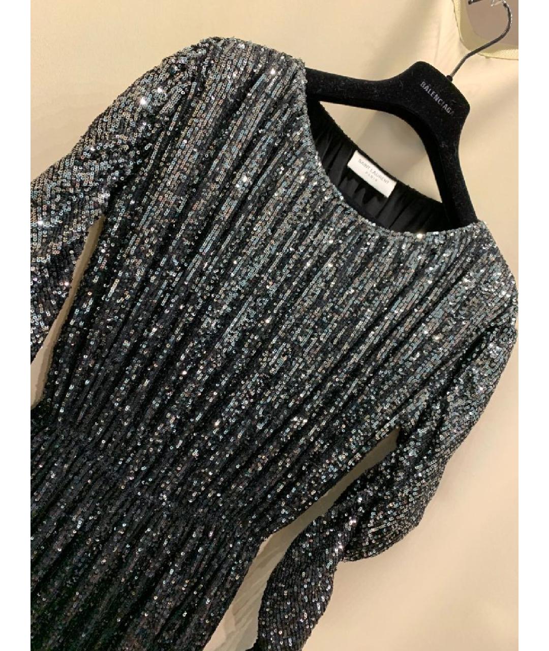 SAINT LAURENT Черное полиэстеровое вечернее платье, фото 4