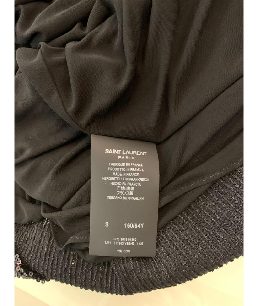 SAINT LAURENT Черное полиэстеровое вечернее платье, фото 5
