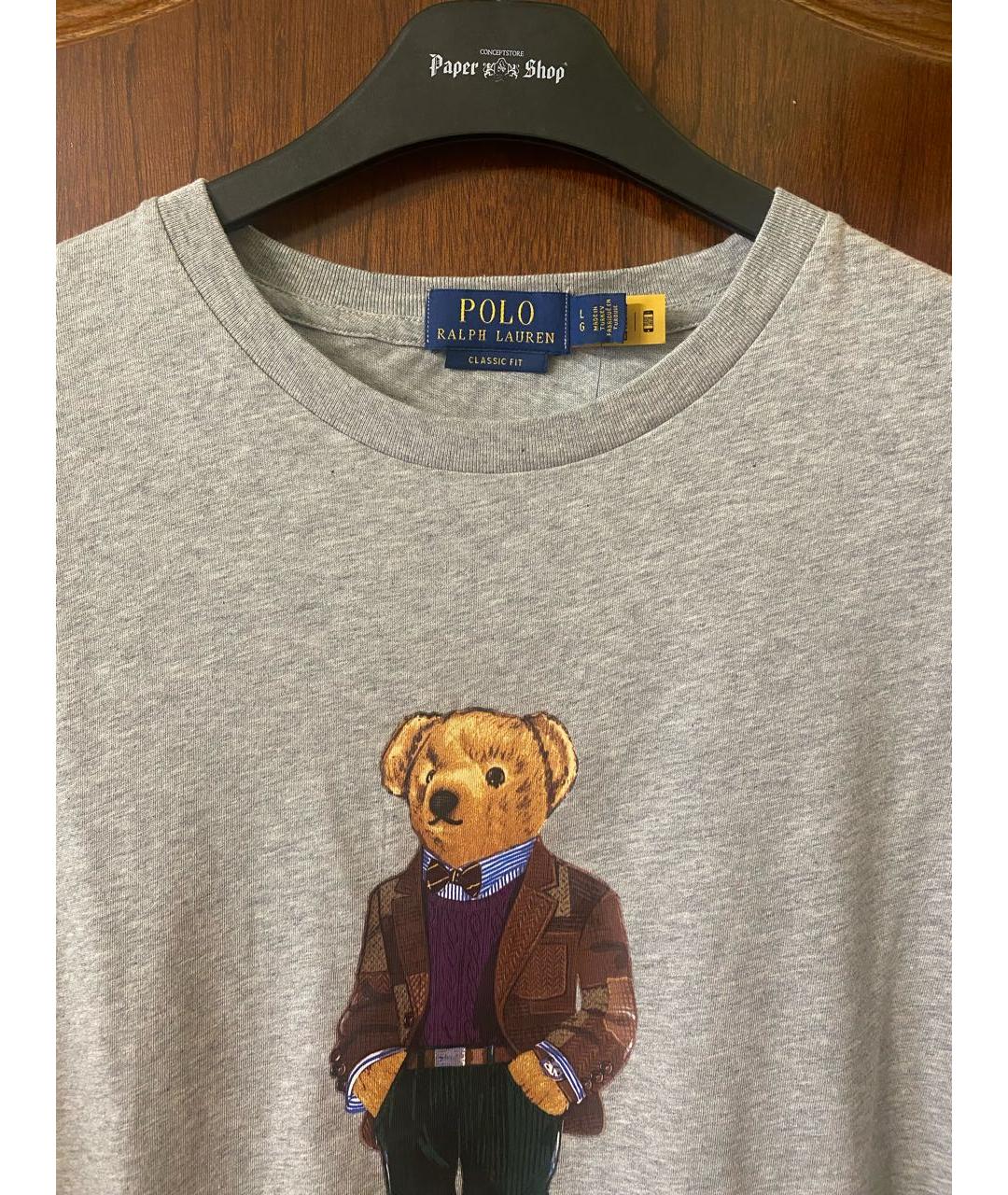 POLO RALPH LAUREN Серая хлопковая футболка, фото 3