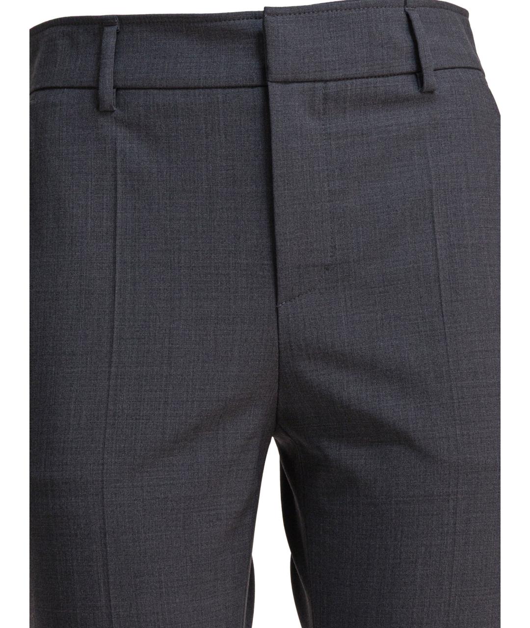 BRUNELLO CUCINELLI Серые шерстяные прямые брюки, фото 4