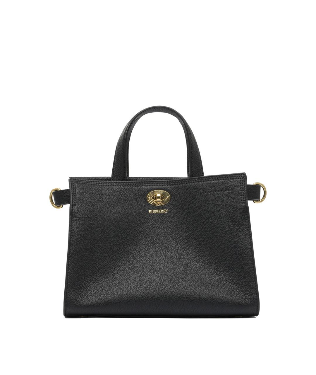 BURBERRY Черная кожаная сумка с короткими ручками, фото 1