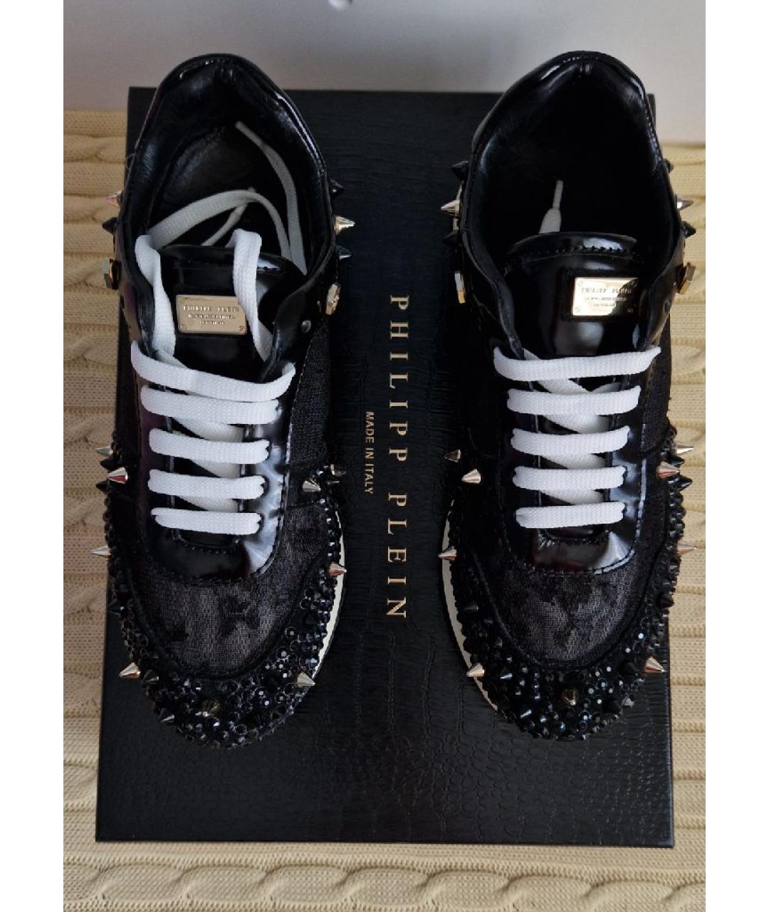 PHILIPP PLEIN Черные кожаные кроссовки, фото 2