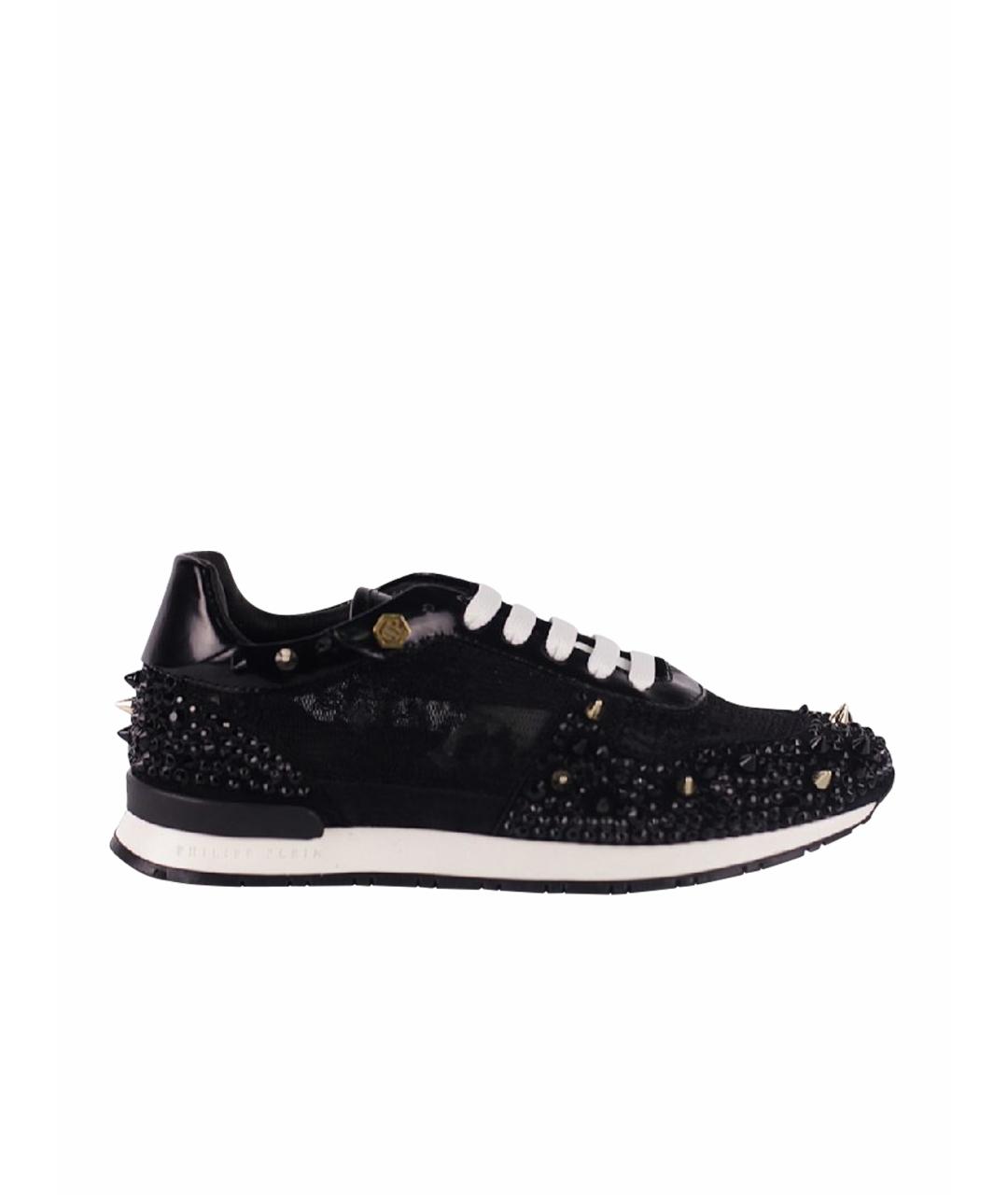 PHILIPP PLEIN Черные кожаные кроссовки, фото 1