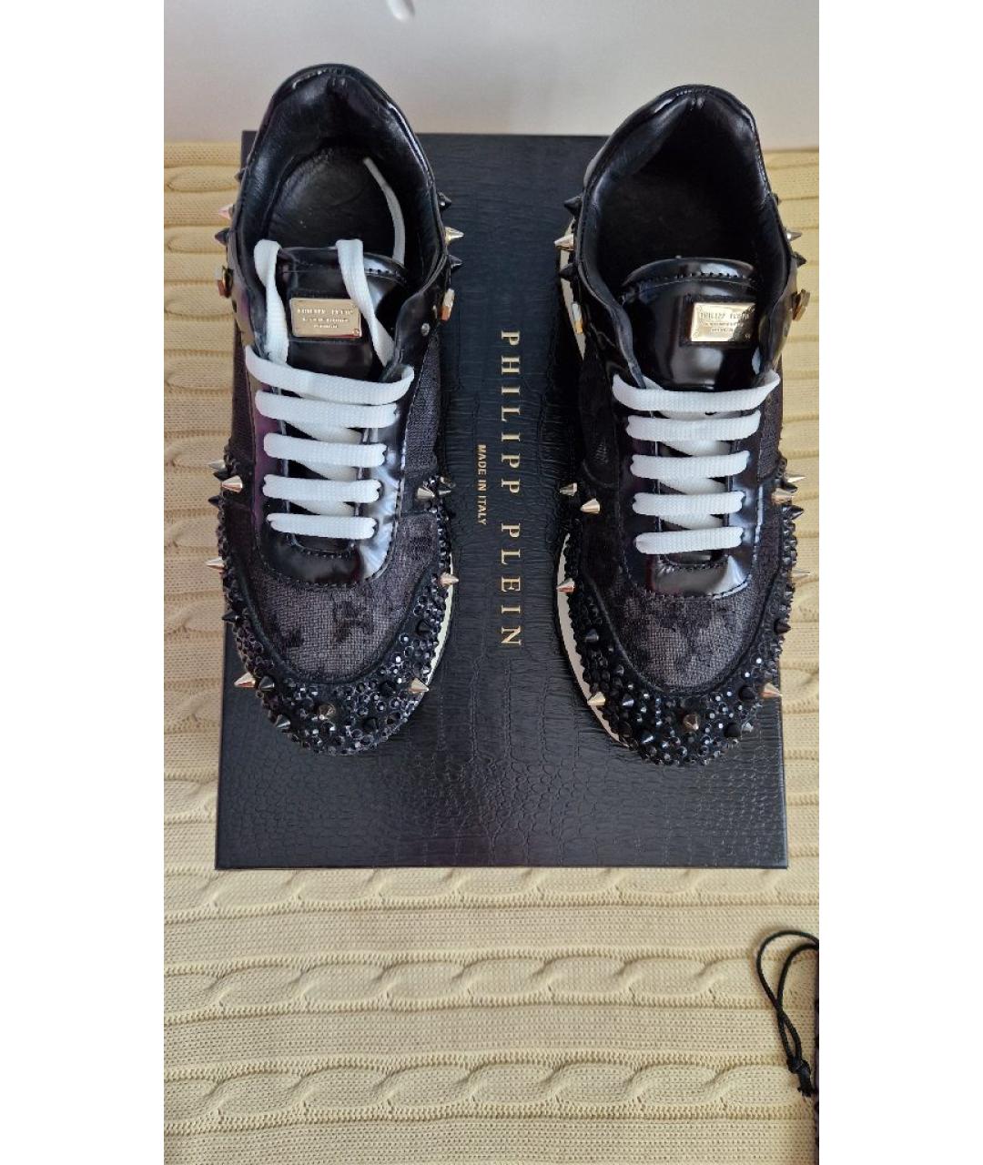 PHILIPP PLEIN Черные кожаные кроссовки, фото 9