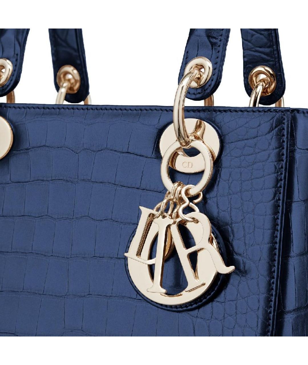 CHRISTIAN DIOR Темно-синяя сумка через плечо из экзотической кожи, фото 6