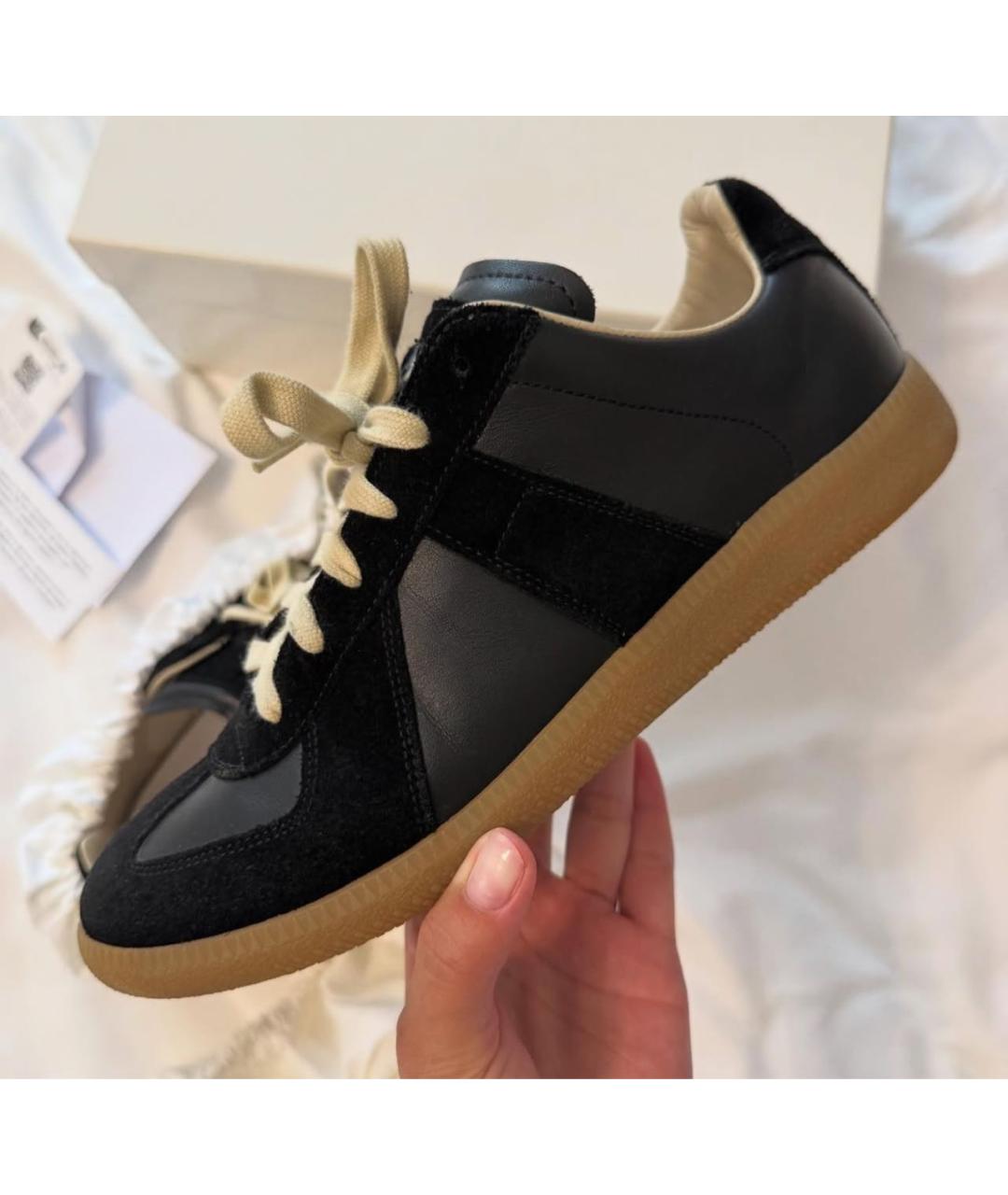 MAISON MARGIELA Черные кожаные кеды, фото 6