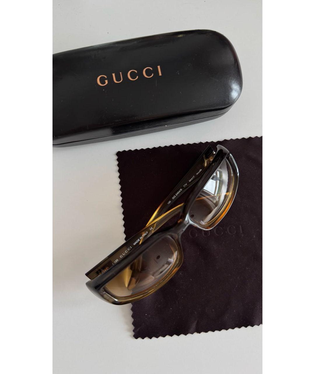 GUCCI Бежевые пластиковые солнцезащитные очки, фото 3