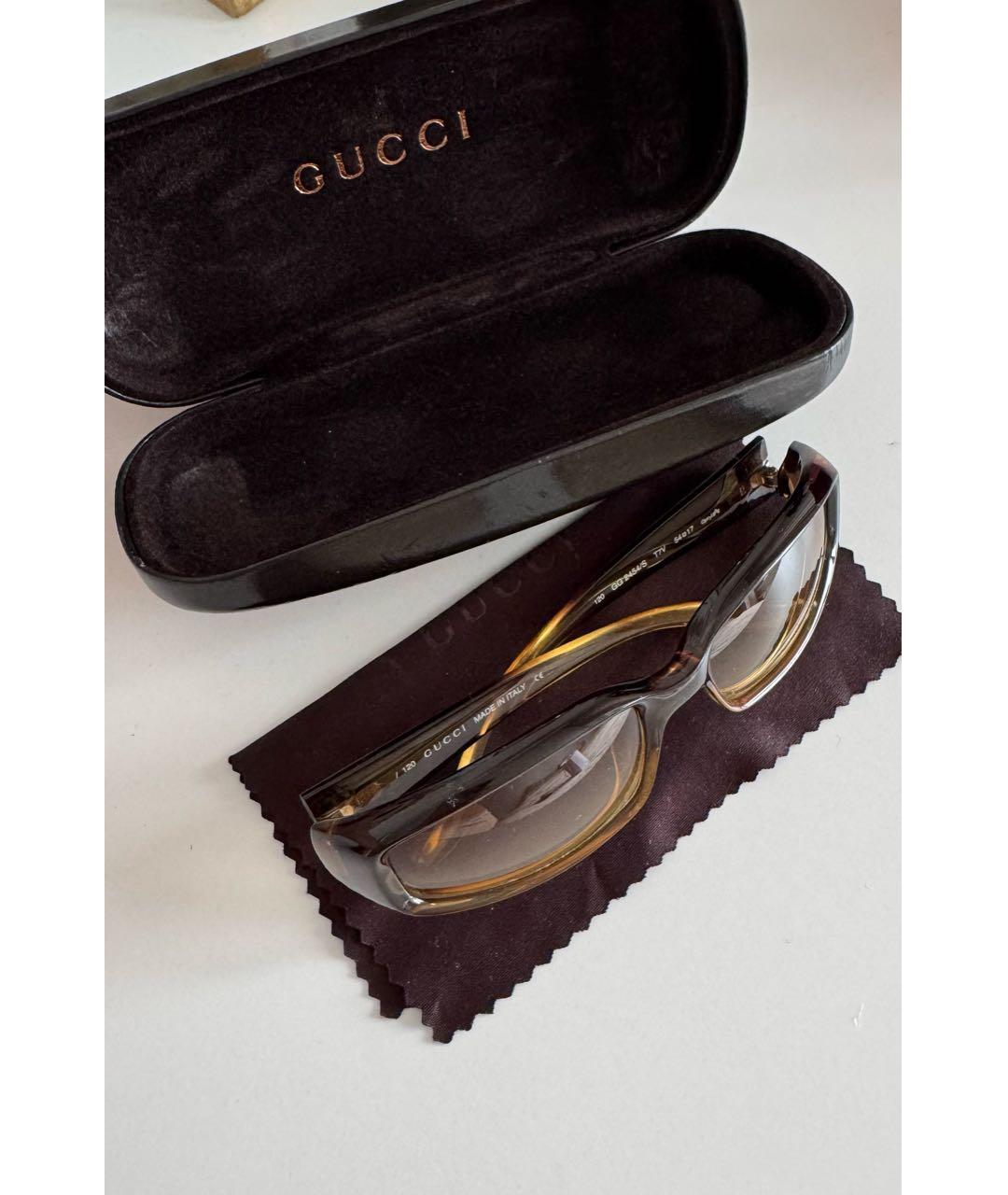GUCCI Бежевые пластиковые солнцезащитные очки, фото 4