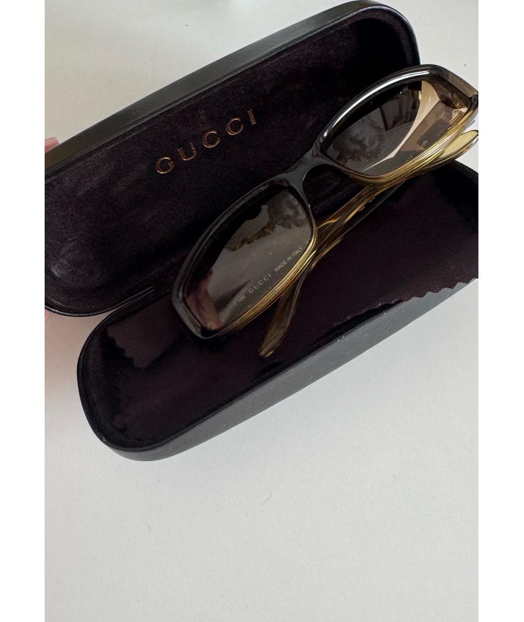 GUCCI Бежевые пластиковые солнцезащитные очки, фото 5