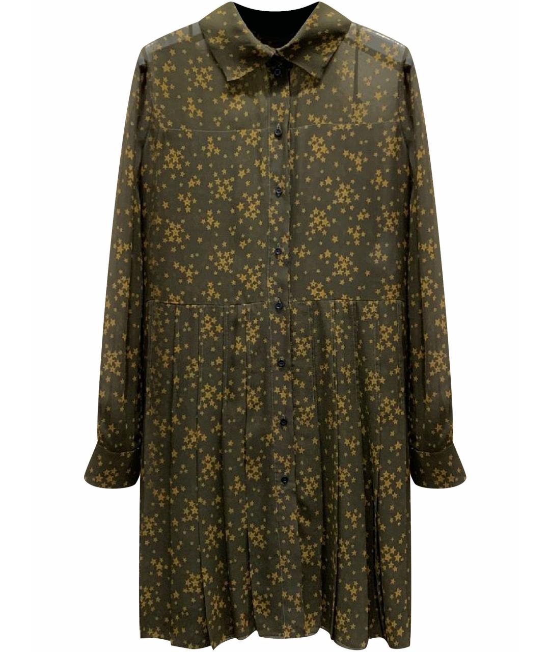 CHRISTIAN DIOR Хаки шелковое повседневное платье, фото 1