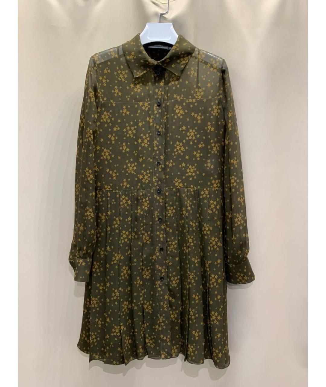 CHRISTIAN DIOR Хаки шелковое повседневное платье, фото 9