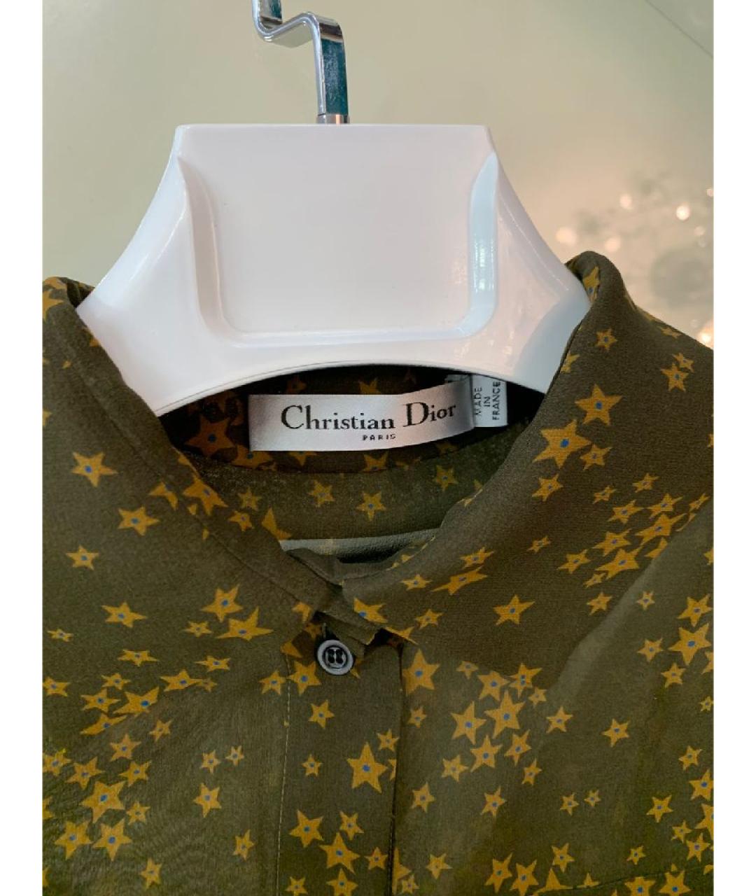 CHRISTIAN DIOR Хаки шелковое повседневное платье, фото 3