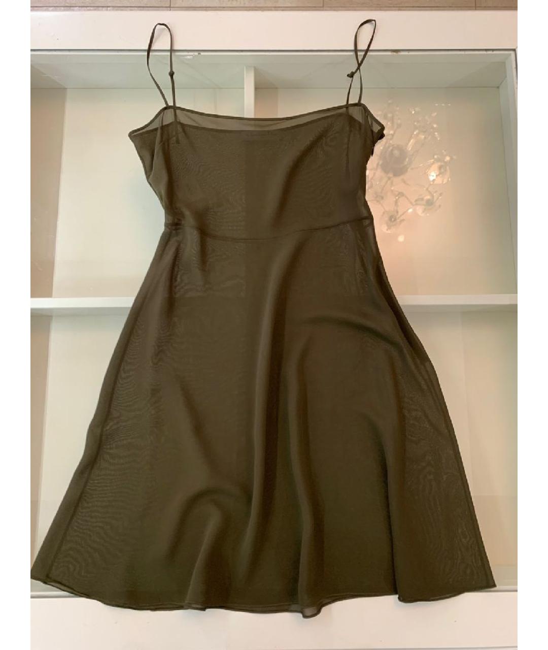 CHRISTIAN DIOR Хаки шелковое повседневное платье, фото 4