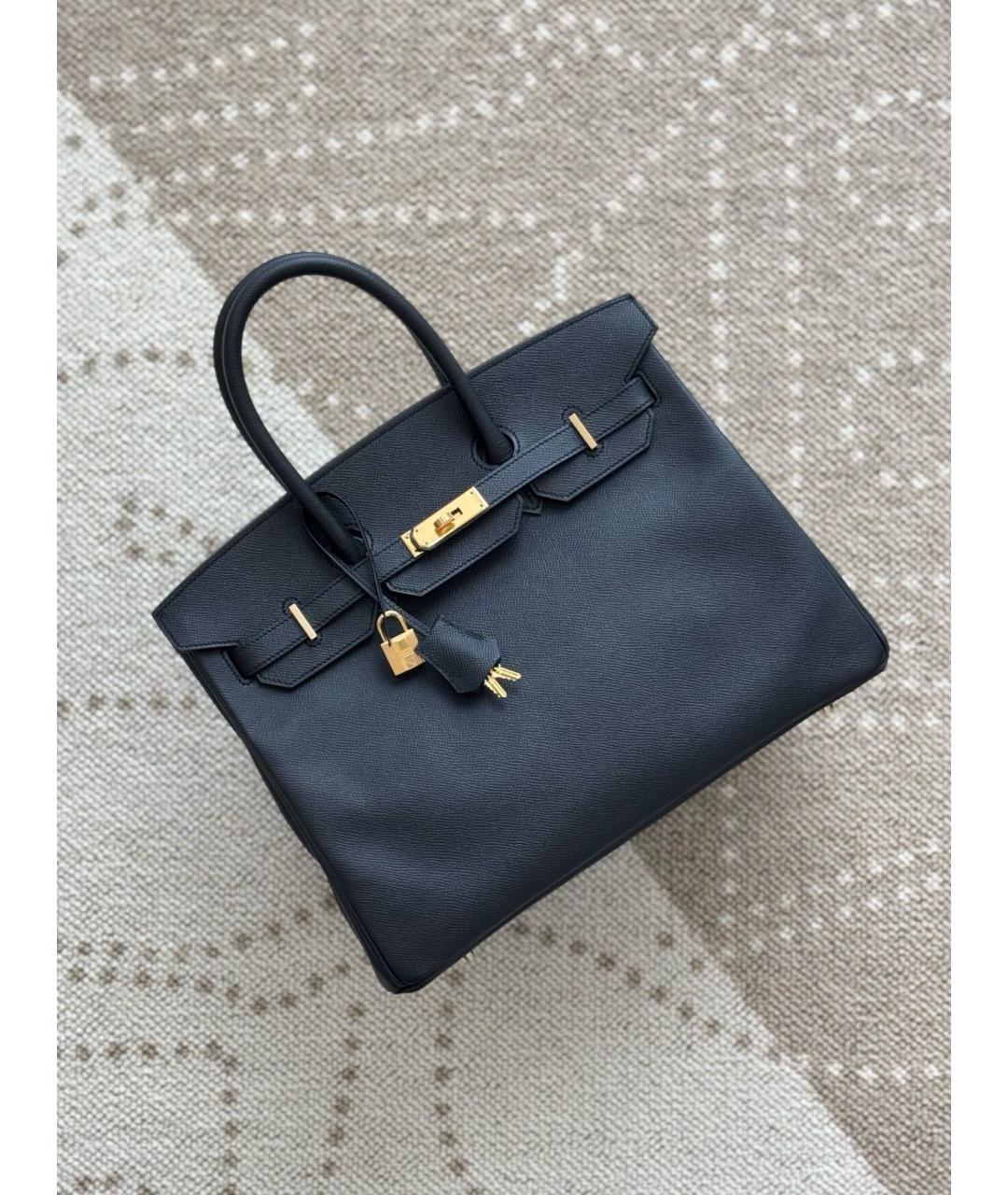 HERMES Черная кожаная сумка с короткими ручками, фото 8