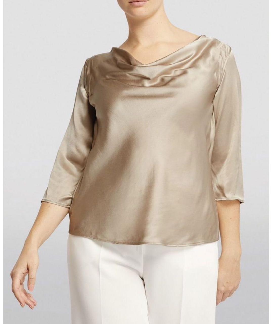 MAX MARA Бежевая атласная блузы, фото 5