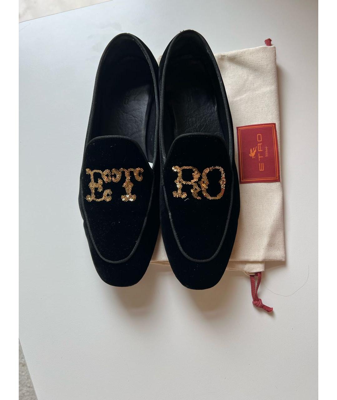 ETRO Черные бархатные лоферы, фото 3