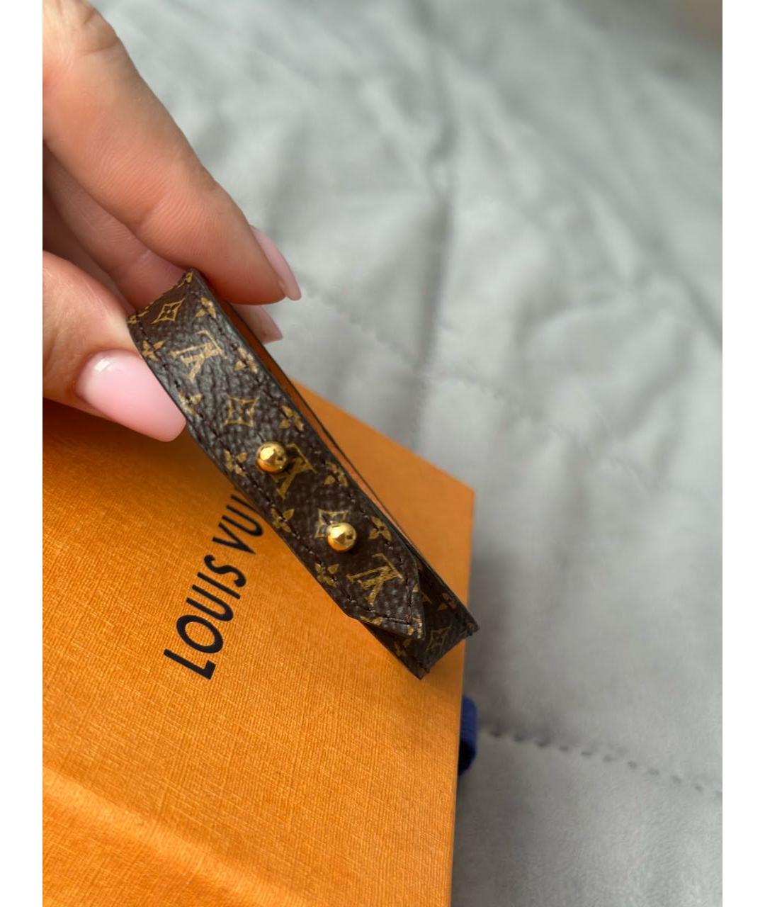 LOUIS VUITTON Коричневый кожаный браслет, фото 4