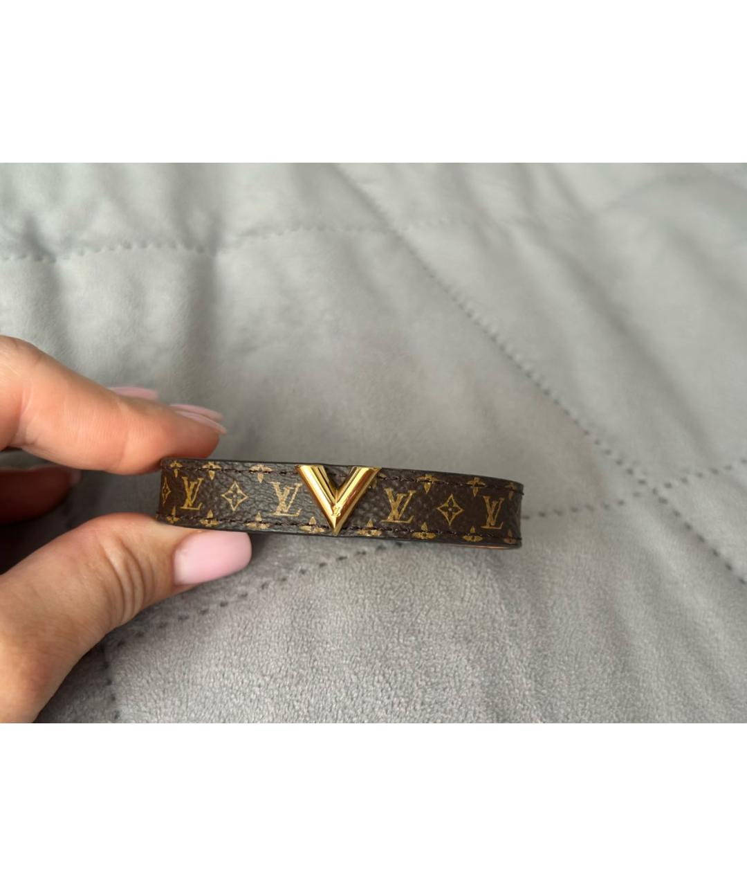 LOUIS VUITTON Коричневый кожаный браслет, фото 2