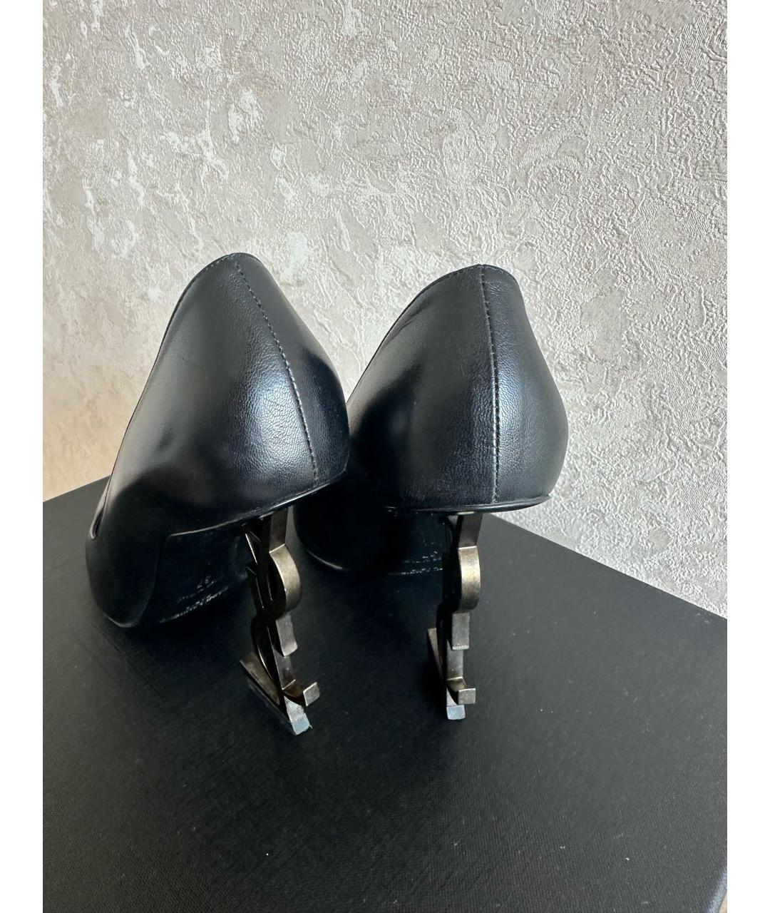 SAINT LAURENT Черные кожаные туфли, фото 4