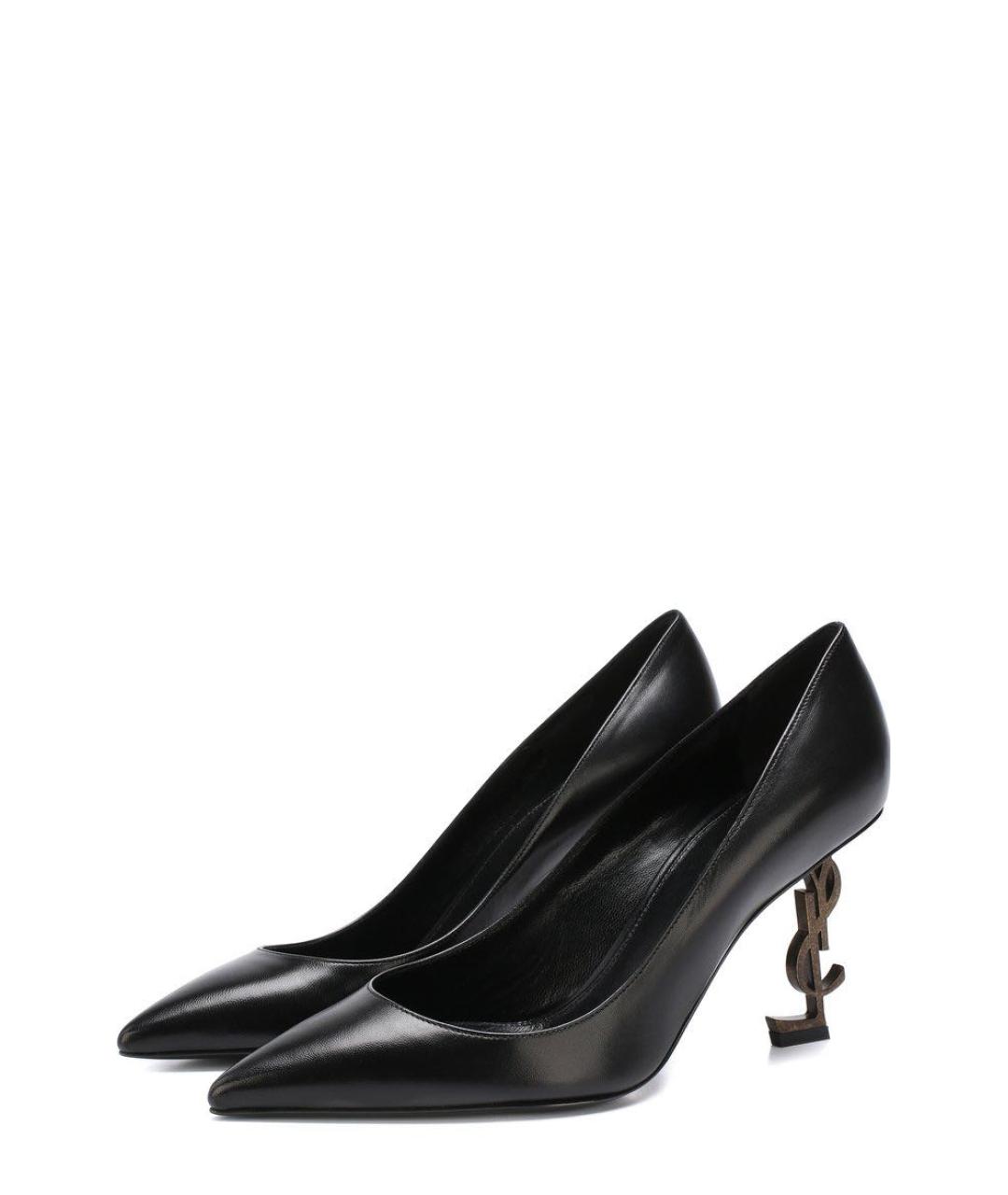 SAINT LAURENT Черные кожаные туфли, фото 2