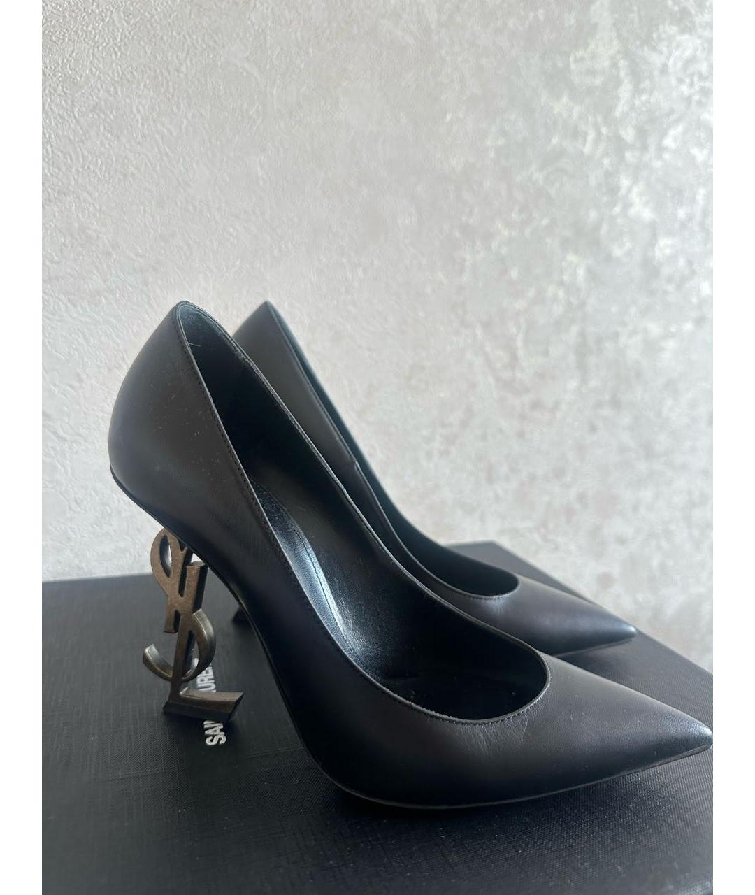 SAINT LAURENT Черные кожаные туфли, фото 6