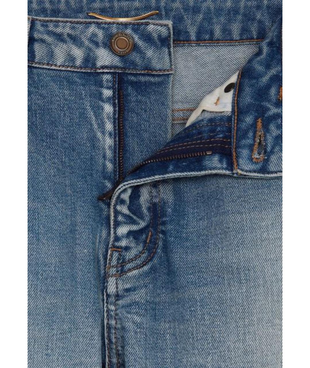 SAINT LAURENT Голубые хлопковые прямые джинсы, фото 2