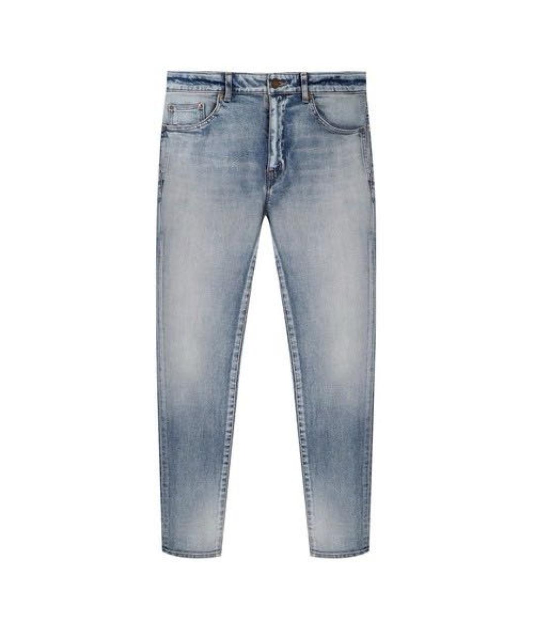 SAINT LAURENT Голубые хлопковые прямые джинсы, фото 1