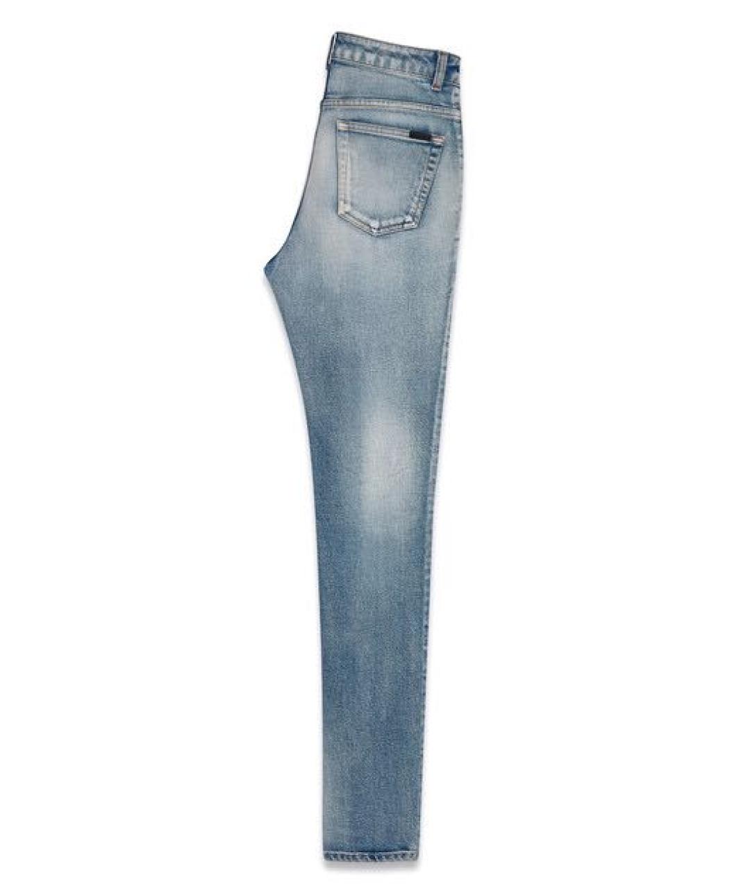 SAINT LAURENT Голубые хлопковые прямые джинсы, фото 3