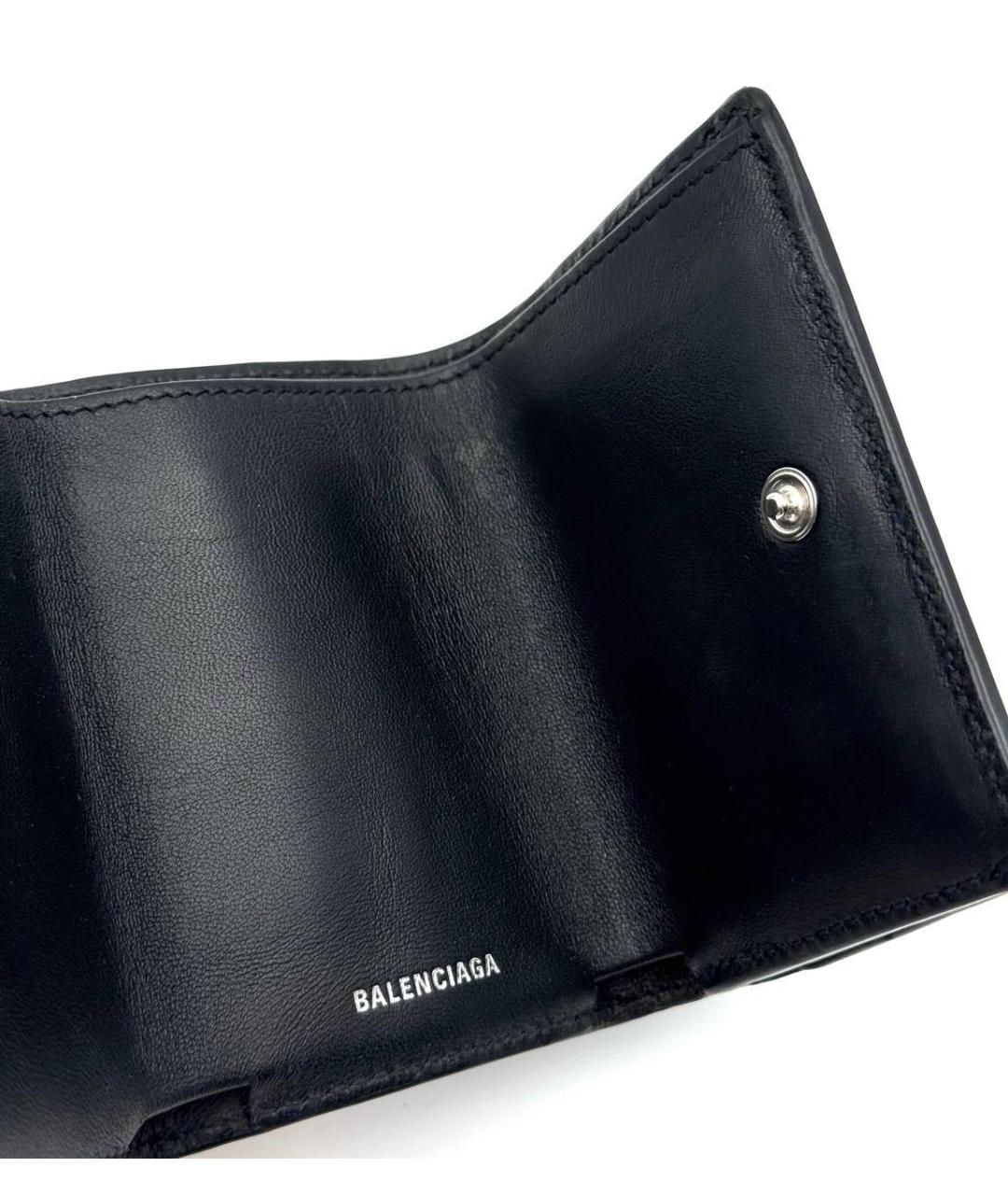 BALENCIAGA Черный кожаный кошелек, фото 5