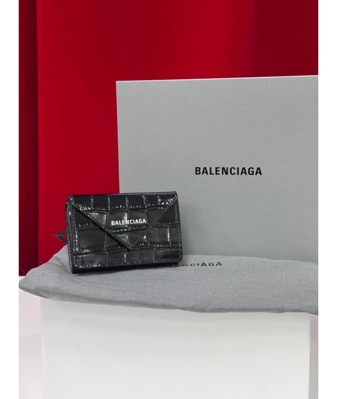 BALENCIAGA Черный кожаный кошелек, фото 6