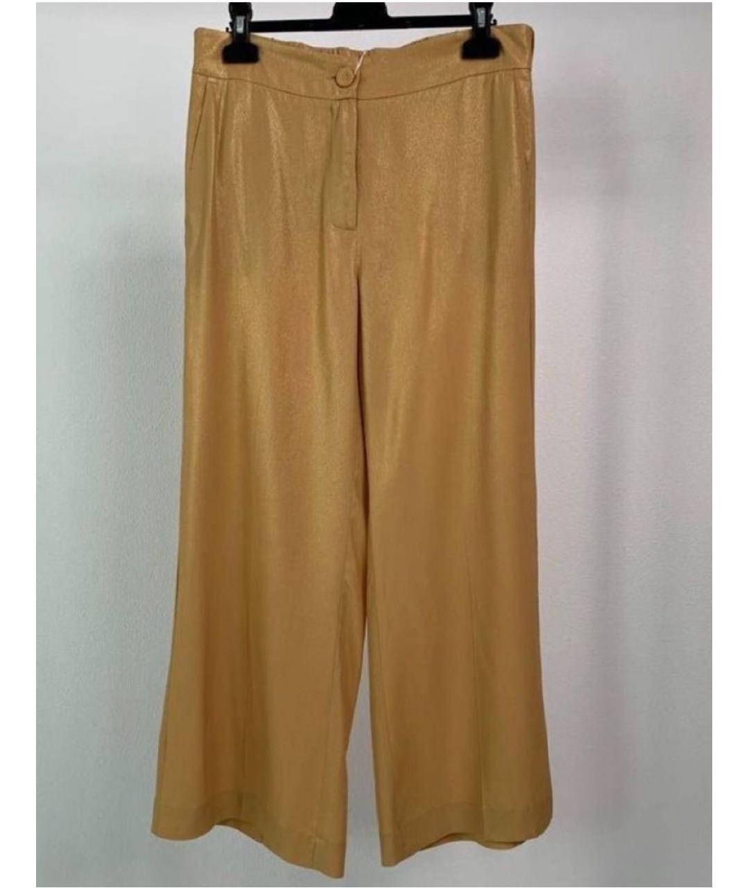 MAX MARA Золотые ацетатные брюки широкие, фото 8